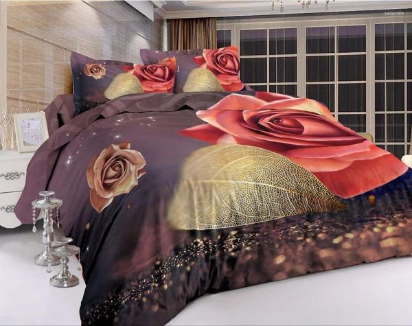 Bedding sets de cama de cama microfibra tecido confortável rose jacquard