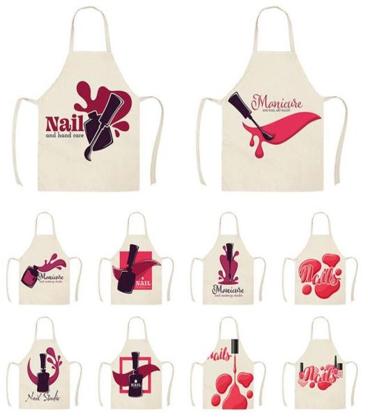 Smalto di lino fiore Stampa da cucina Cucina Canno unisex Cena da cucina con cucina Funny Pinafore Cleaning Apron WQI8368739654