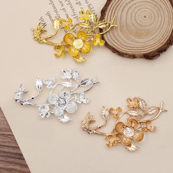 Ferramentas 10 PCs 77*47mm Alloa de metal ramo Diy Jóias descobertas KC Color Gold Sier Color Flowers para Jóias