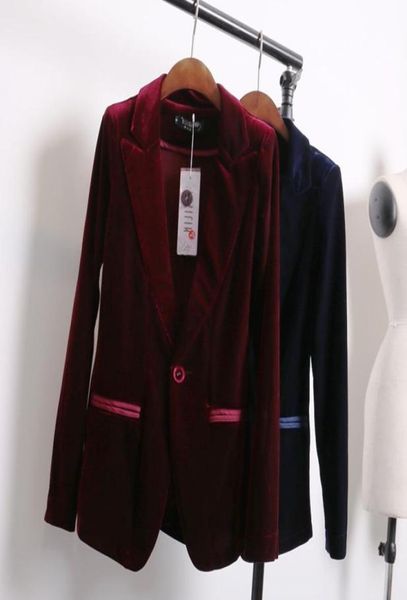 Women039 Suit Blazers Red Blue Velvet Blazer Women Bleu Ladies Designs Giacca Coat Inverno Design Design SwoMen039S1994127