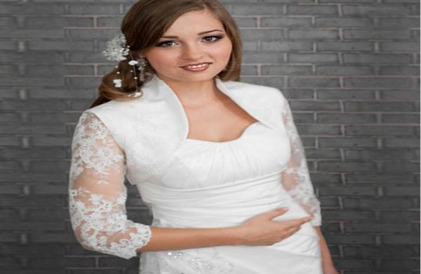 Speziales Design transparent 34 Hülsen -Satin und Tulle White Bridal Bolero mit Applikationen Luxus Hochzeitszubehör84437195658472