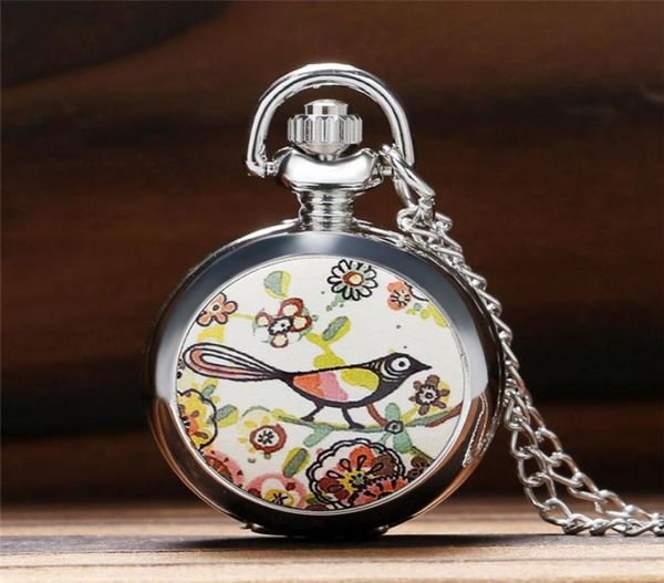 Carino Magpie Little Bird on the Tree Pettern Silver Mini Quarzt Orologio tascabile per uomini Domani bambini Slim Chain Gifts7806521