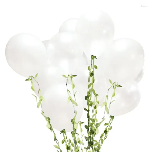 Decoração de festa 100pcs 10 '' Latex Balloon Decoração em pérolas com videiras artificiais para o casamento branco