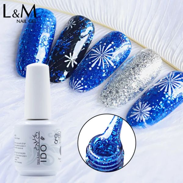 Гель 6pcs серии IDO Glitter Gel Pliter Diamond Gel Lacquer Полу постоянного профессионального алмазного гель -гель -гель.