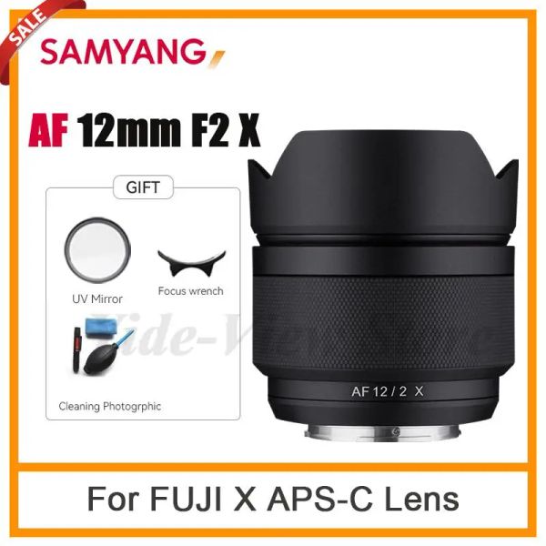 Acessórios Samyang AF 12mm F2 x lente para câmera de montagem Fuji x como xh1 xs10 xpro 1 xpro 2/pro 3/e1/e2/e2s/e3/e4/t1/t2/t3/t4/t10/t20/t30