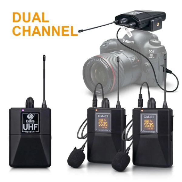 Microfones debra uhf wireless lavalier microfone de 50m com 30 canais selecionáveis para entrevista de câmera DSLR gravação ao vivo