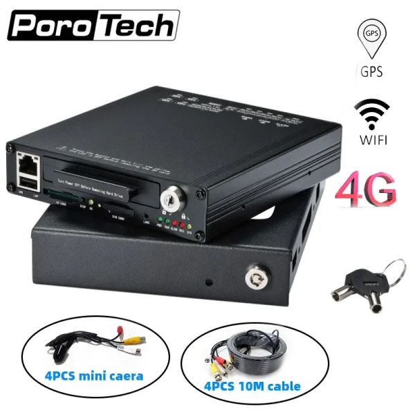 Recorder HDVR9804 CAR DVR KIT SYSTEM 4CH AHD Mobile DVR mit 4 Mini -Kameras unterstützen GPS WiFi Gsensor 4G Car Busfahrzeug DVR