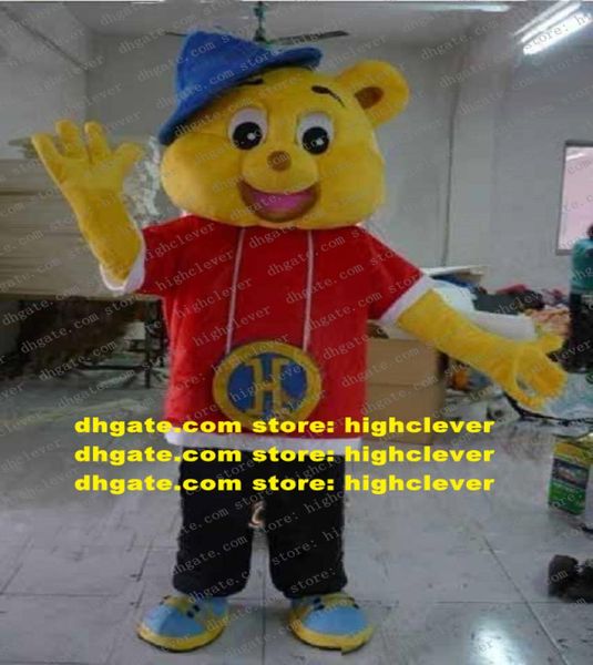 Sympathische gelbe Hip Hop Harry Bear Maskottchen Kostüm Maskottchen Erwachsener mit kleinem blauen Hut große Augen lächelnde Gesicht Nr. 2775 Schiff6968444