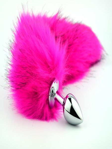 Tappo anale in metallo inossidabile Fox Tail Toys per adulti Plug del calcio anale Coplay Assole Tail Rosa Rossa Black Tial Tial Sex Products Q055945284