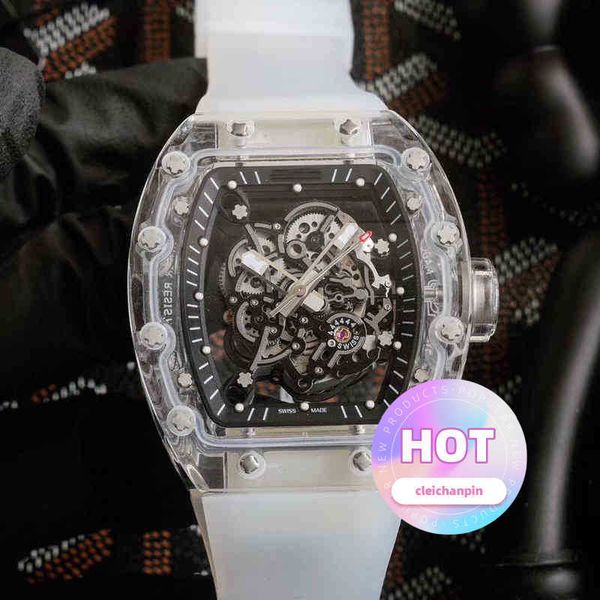 Guarda Designer Luxury Mens Mechanical Most Waked Design of Glass Transparent Series Swiss Movement Brand Owatch da polso