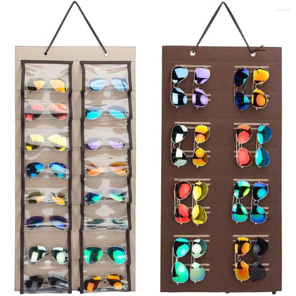 Lagerbeutel Sonnenbrillen Organizer 32 Schlitze doppelseitige Gläser Display Ständer Hängende Wandhalterhalter Tasche staubdest