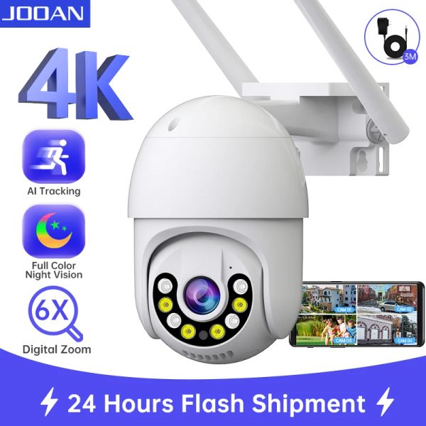 Câmera de câmeras Jooan 3MP 5MP Câmera Wi -Fi PTZ 4K Câmera de IP de lente dupla AI Rastreando câmera de vigilância de segurança ao ar livre OnVif Wireless CCTV Câmera