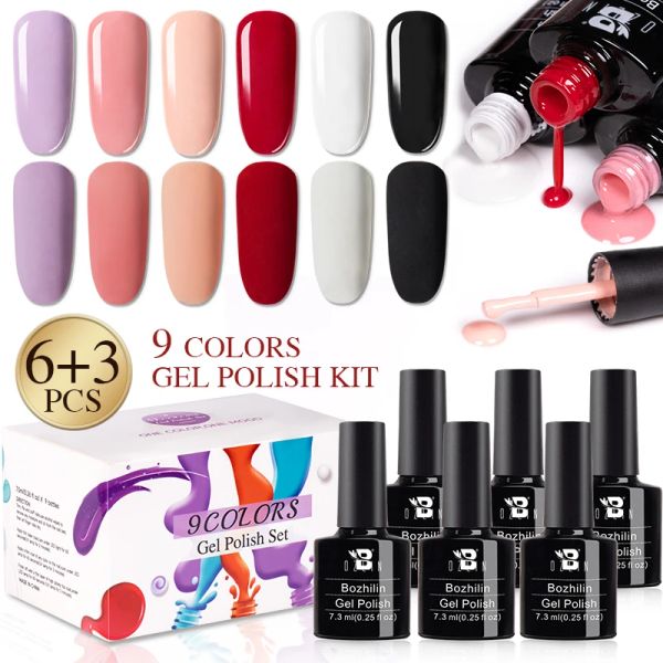 Gel bozlin 9 bottiglie da 7,3 ml di colore gel kit polacco inverno inverno color gel gel colorato colorato per chiodo art design gel set di regali gel