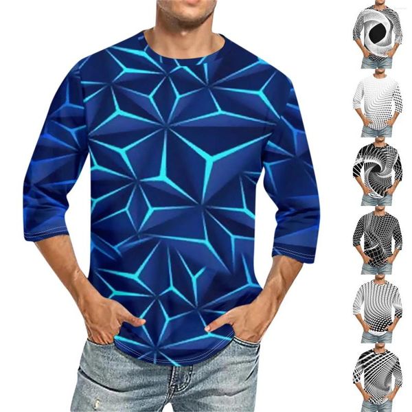 Herren-T-Shirts runden Hals mit drei Vierteln ärmes Top Casual Mode Hemd hochwertige jugendliche, vielseitige Pullover Ropa Hombre