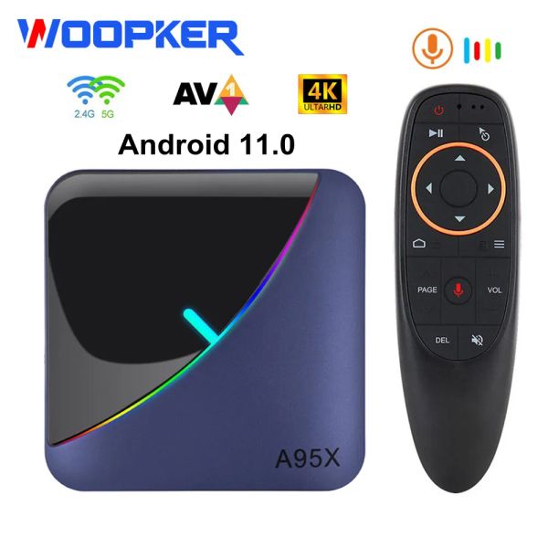 Box A95X F3 Air TV Box Android 11 Amlogic S905W2 4GB 64 GB Dual Wifi BT5.0 4K AV1 HD Media Player RGB Light Set Top Box 2 GB 16GB