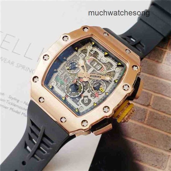 Relógios de luxo suíços masculinos Richadmills MOVIMENTO AUTOMÁTICO RESPOSTA AUTOMÁTICO PLATESTIONAIS MECÂNICO BLACK GRANTE REGROME