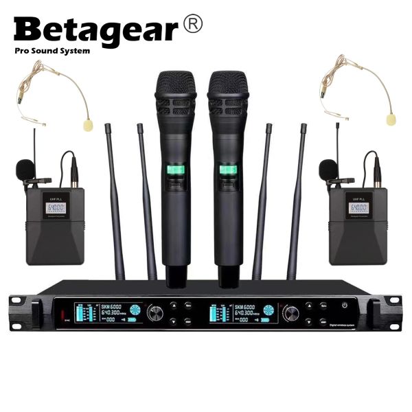 Microfoni Betagear Skm5000 Diversità Microfono Sistema wireless 600MHz UHF Afferido microfono / microfone Lavalier per il matrimonio dei pub della chiesa