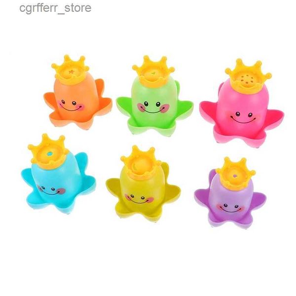 Bath Bath Toys 6pcs Baby Bath Toys Octopus Copos de empilhamento de animais de bebê marinho de bebê Banheiro de sabor para bebês e crianças L48