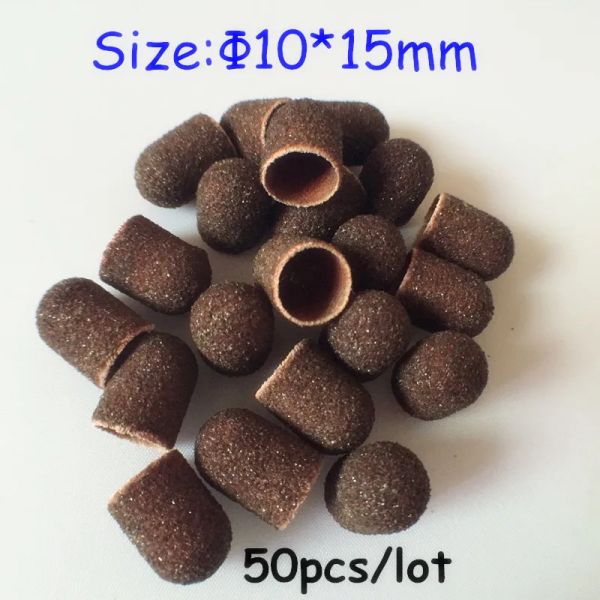 Bits Hot Sell 10*15mm 50 PCs/LOTE Bandas de lixamento de lixamento Caps Tingem para perfuração de unhas elétricas Pedicure Pedicure Pedicure Pedicure Unhe Tools