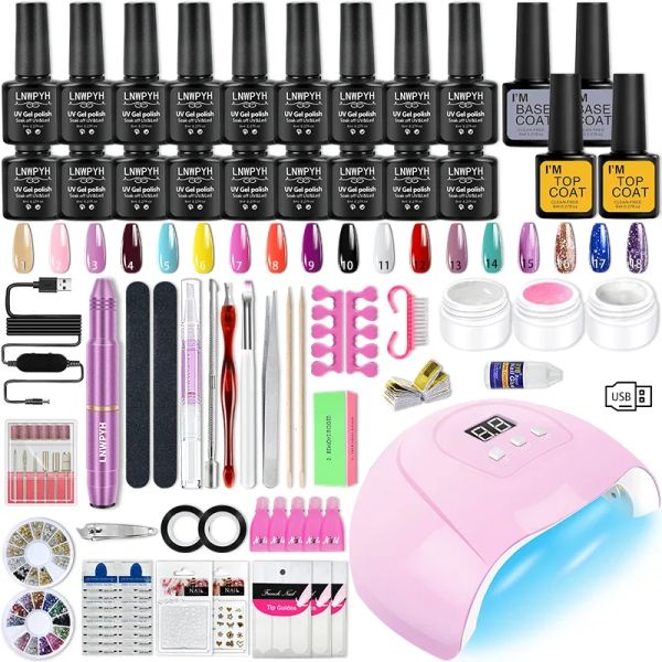 KITS PROFISSIONAL CONFIGURAÇÃO DE UNIDADES UNIDADE UNIDADE com kit de esmalte em gel de unha e conjunto de ferramentas de manicure completas de broca elétrica para salão e casa