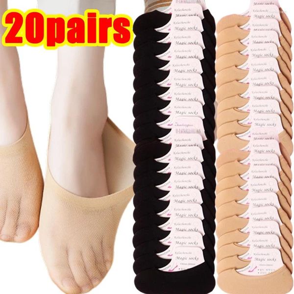 Donne calzini 10-20PAIRS estate trasparente invisibile invisibile Sox Sox FootSies Allenatore per fodera da scarpa da ballo da balia