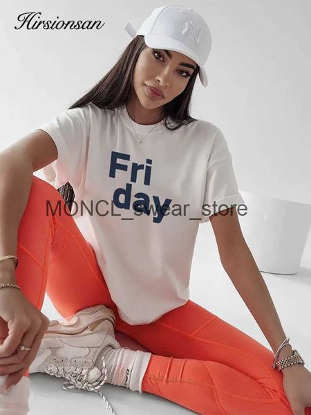 T-shirt femminile Hirsionsan Venerdì grafico Donne a manica corta Stampa magliette magliette femminile maglietta Y2K Casual Streetwear 2024 Summer H240408