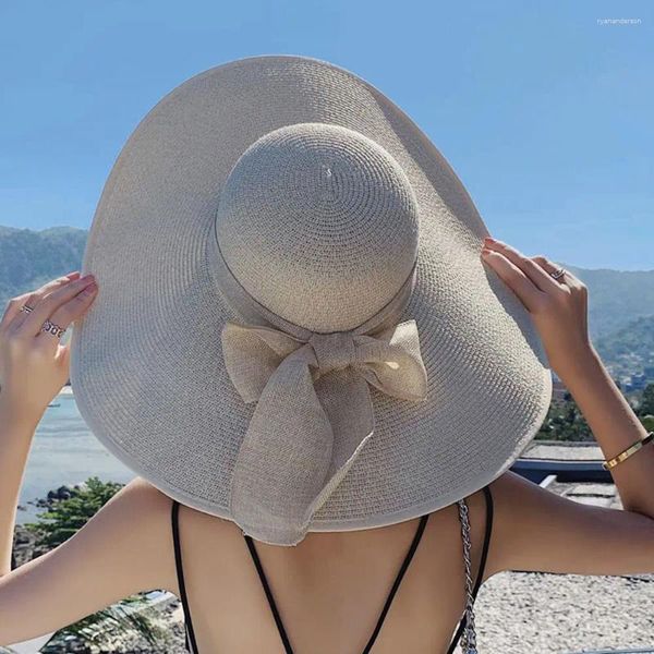 Wide Bim Hats Feiertags Urlaub Big Eaves Reise Seaside Strand upf50 faltbar rollen up cap sun strohhut Frauen