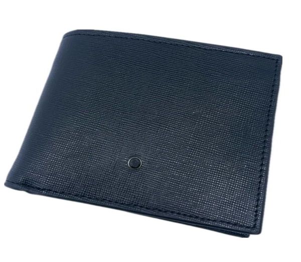 Negócios de couro genuíno Men Black Wallet Classic Simples Dobned Design Purse com 6 titulares de cartas 2 sacolas de dinheiro vendem baixa apenas 7139219