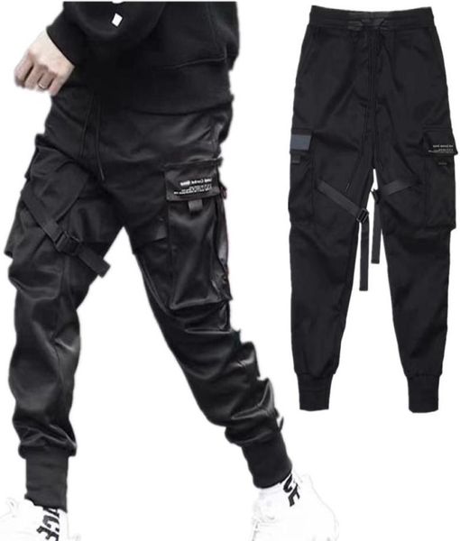 Hip Hop Boy Multipocket Elastic Taille Design Harem Pant Men Streetwear Punk Casual Hosen Jogger männlich tanzen Schwarz Pant 20110789322