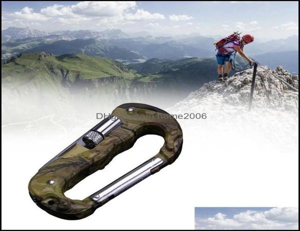 Carabiner 5 in 1 mtifunktionales Hang -Schnalle -Werkzeug -Wandermesser Carabiner Extrem Sport Drop Lieferung 2022 Outdoors CAM3882708