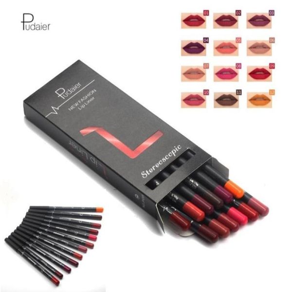 12PCSSET Pudaier Profissional Lipliner Kit de lápis Longlasting Longlasting Liplines Letur