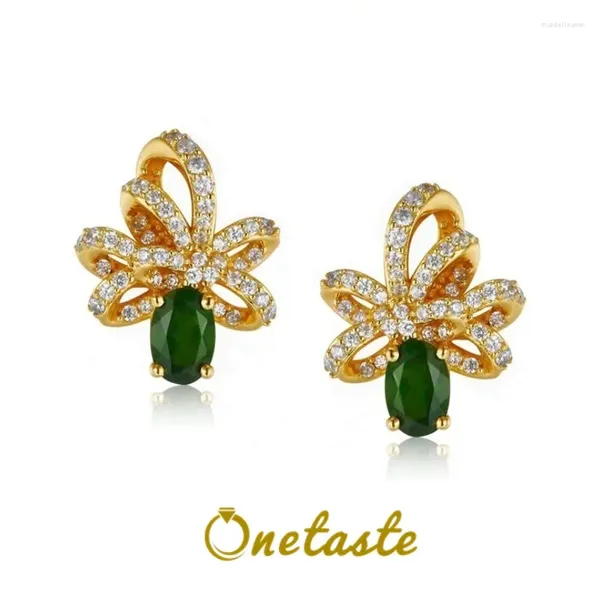 Brincos de garanhão Diopside natural 925 prata esterlina 5a zircão pequeno para mulheres de pedra verde 18k Luxo de luxo de luxo chique 2024