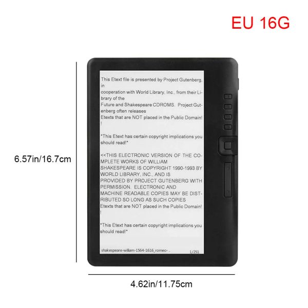 Giocatori ebook lettore 7inch tft hd display mp3 player ebook 16gb tablet 16 9 reading dispositivo di lettura EU