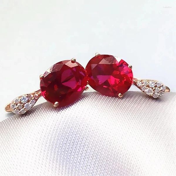 Dangle Ohrringe rein 585 Lila Gold Russland Eingelegtes rotes Stein modische Persönlichkeit plattiert 14k Farbe Frauenstil Luxus