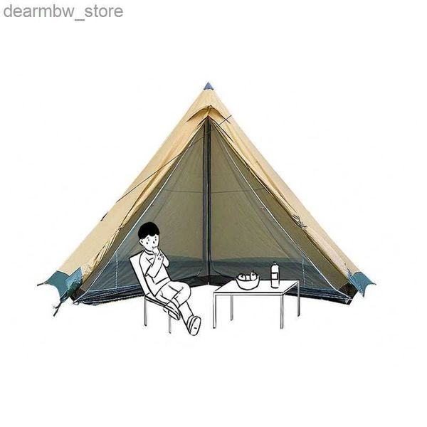 Tendas e abrigos 3f Ul engrenagem pirâmide tipi tenda ao ar livre Camipng 4-6 pessoas Grande tenda 40d/210t barraca à prova de vento 3 temporada com saia de neve L48