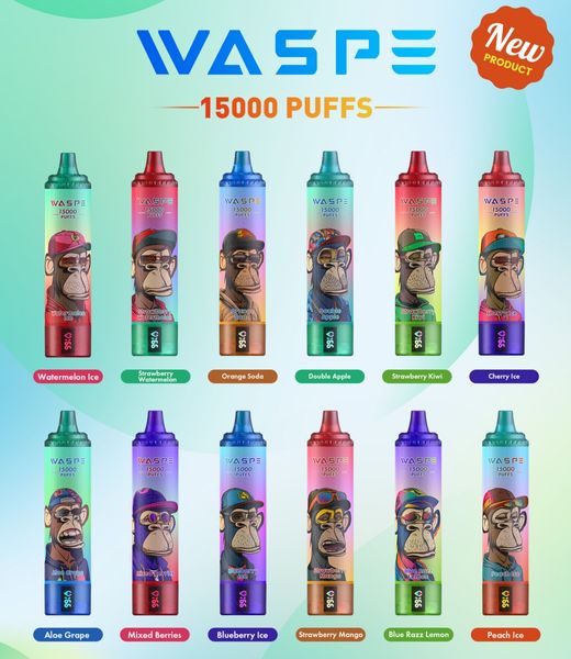 Original Wespe Puff 12000 15000 18000 Einweg -Vape Pod -Gerät Puffs 12K/15K/18K wiederaufladbare E -Zigarette Smart LCD Display Bildschirm Randms