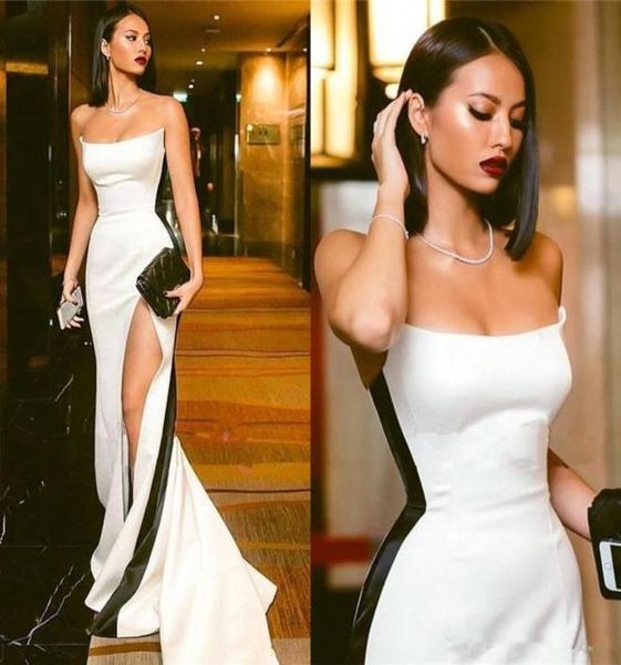 Abiti da sera in bianco e nero modesti 2019 Nuovi abiti formali da ballo sexy da ballo sexy di balli