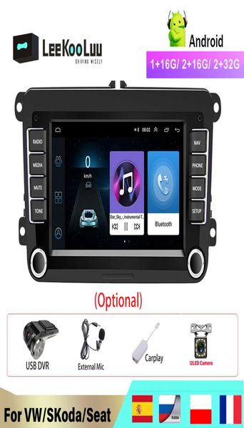 Leekooluu 2 DIN Android Car Radio GPS per VW / Skoda Octavia Golf 5 6 Touran Passat B6 Polo Jetta 2Din Radio Coche6754609