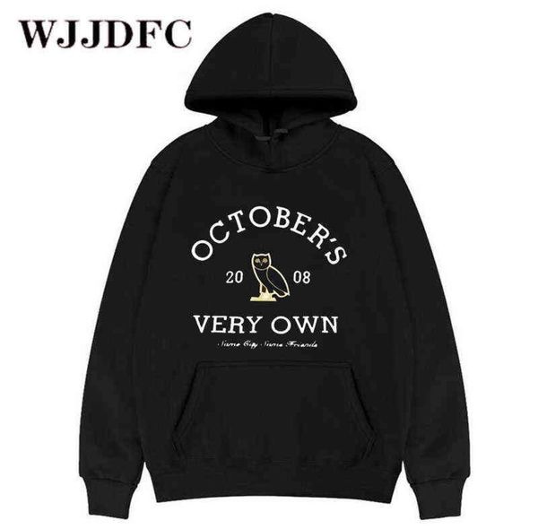 WJJDFC Hoodies October039S 2008 Lettera molto propria Tee Owl Stampa coppie con cappuccio Fashion Coat Top Coat Long Maniche da donna Spazzante7746228