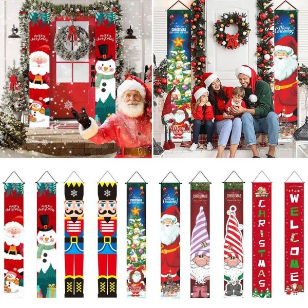 Decoração de festa Polyster Christmas Litters Door Merry Banner Decor Home pendurado Ornamento de Xmas feliz ano do ano