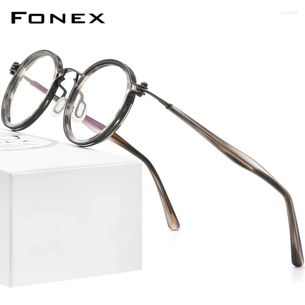 Óculos de sol Frames fonex acetato de titânio óculos homens homens redondos receita redonda óculos de moldura Mulheres óculos ópticos óculos coreanos