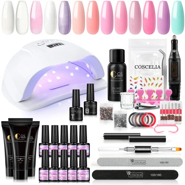 Kits Poly -Nagel -Gel -Politur für Verlängerung UV LED Lampe Slip -Lösung Maniküre Werkzeuge Basis Top -Mantel Einweichen Gel Polnisch UV Nail Art Set