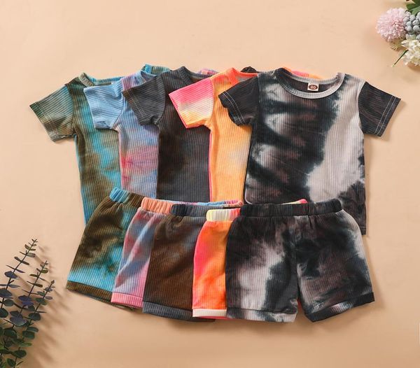 Kids Clothing Sets Girls Jungen Outfits Kinder Krawatte Dye Pit Stripe Topsshorts 2pcsset Summer Fashion Boutique Baby Kleidung Z20344822183