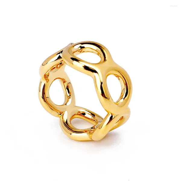 Anel de dedo dourado cruzado simples do cluster para meninas Engajamento do fabricante de latão femme anilos mujer.