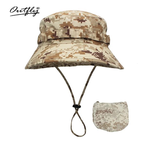 Outfly Digital Camouflage Armee Hut Outdoor Camping Männer Kurzkrempe Hut Großhandel Sonnenschutz Bionic Jungle Hut Eimer Hut 240325