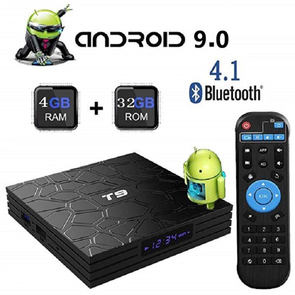 Box T9 TV Box Android 9.0 4 GB RAM 64 GB ROM RK3318 Quad Core 4K H.265 2.4G+5G WiFi Bluetooth 4.0 T9 HD Smart Media Player