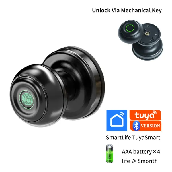 Bloquear Tuya Smart Lock Round Round Imprint Lockless sem perda Instalação eletrônica Digital Biométrico Smart Home