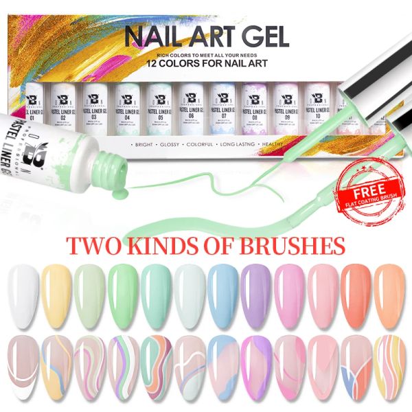 Guns 8ml Malerei Gelnagellack Pastell Liner Gel Kit Nagelkunst Buntes halb dauerhaftes Lack einweichen UV Gel Polnisch DIY Zeichnung