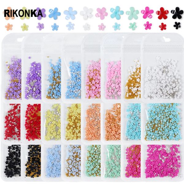 Removers 24 Torba/5G Akrilik Çiçek Karışımı Boyut Çivi Sanat Dekorasyonları DIY Yaz Manikür Çelik Boncuk Gem Rhinestones Tırnaklar Aksesuarları