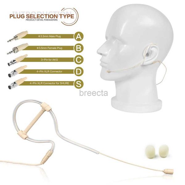 Mikrofone Beige Einohr-Haken-Headset-Mikrofon-Mikrofon-Handfreier Betrieb 3,5 mm 3 Pin 4 Pin XLR-Stecker mit Mikrofonabdeckung 240408